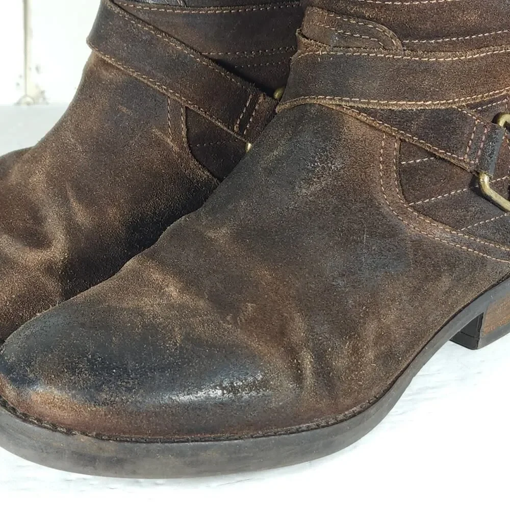 Fabianelli Women's US9-9,5 EU40 Brown Suede Fleece Lined Ankle Booties Italy